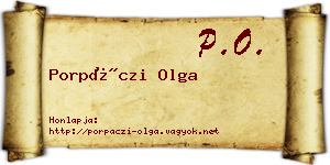 Porpáczi Olga névjegykártya